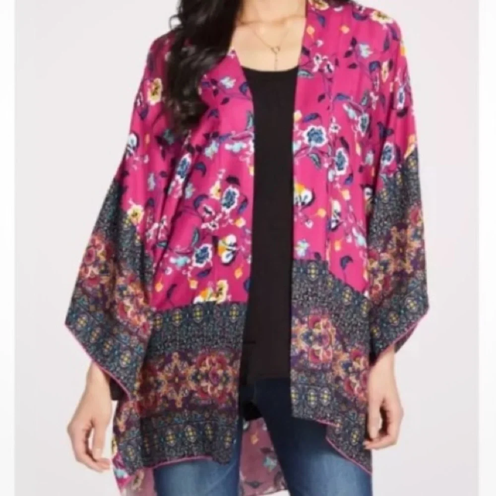 Evereve Allison Joy Ally Border Kimono M / L